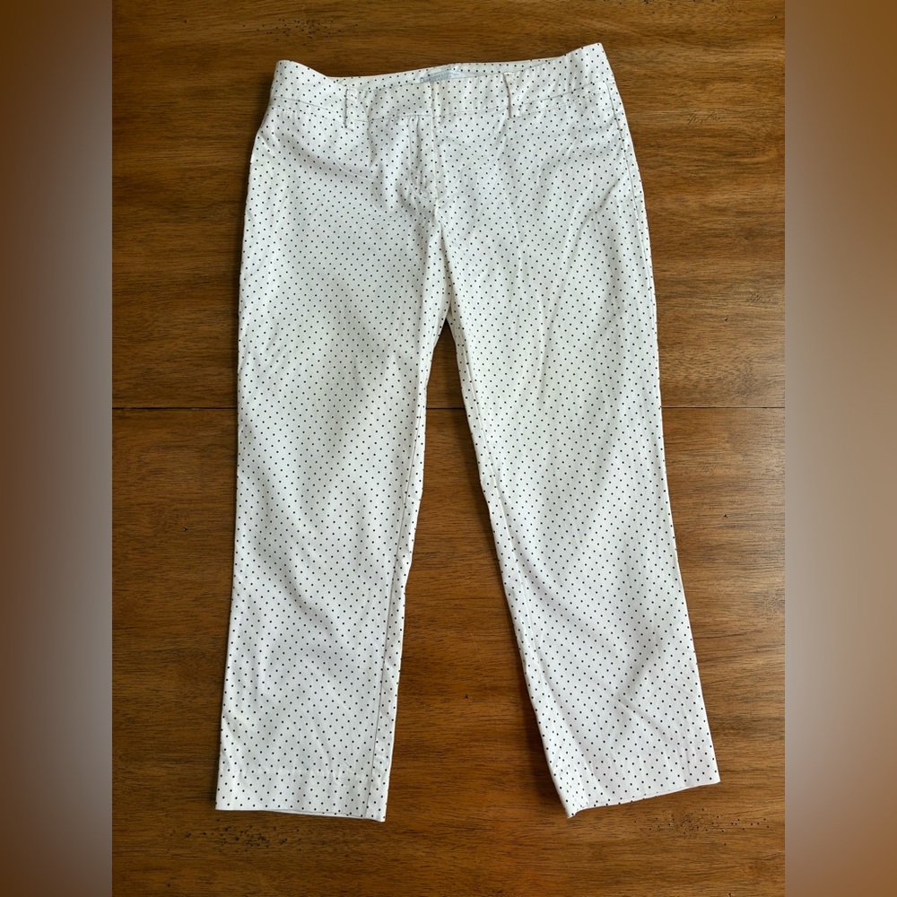 New York & Company White Polka Dot Chinos